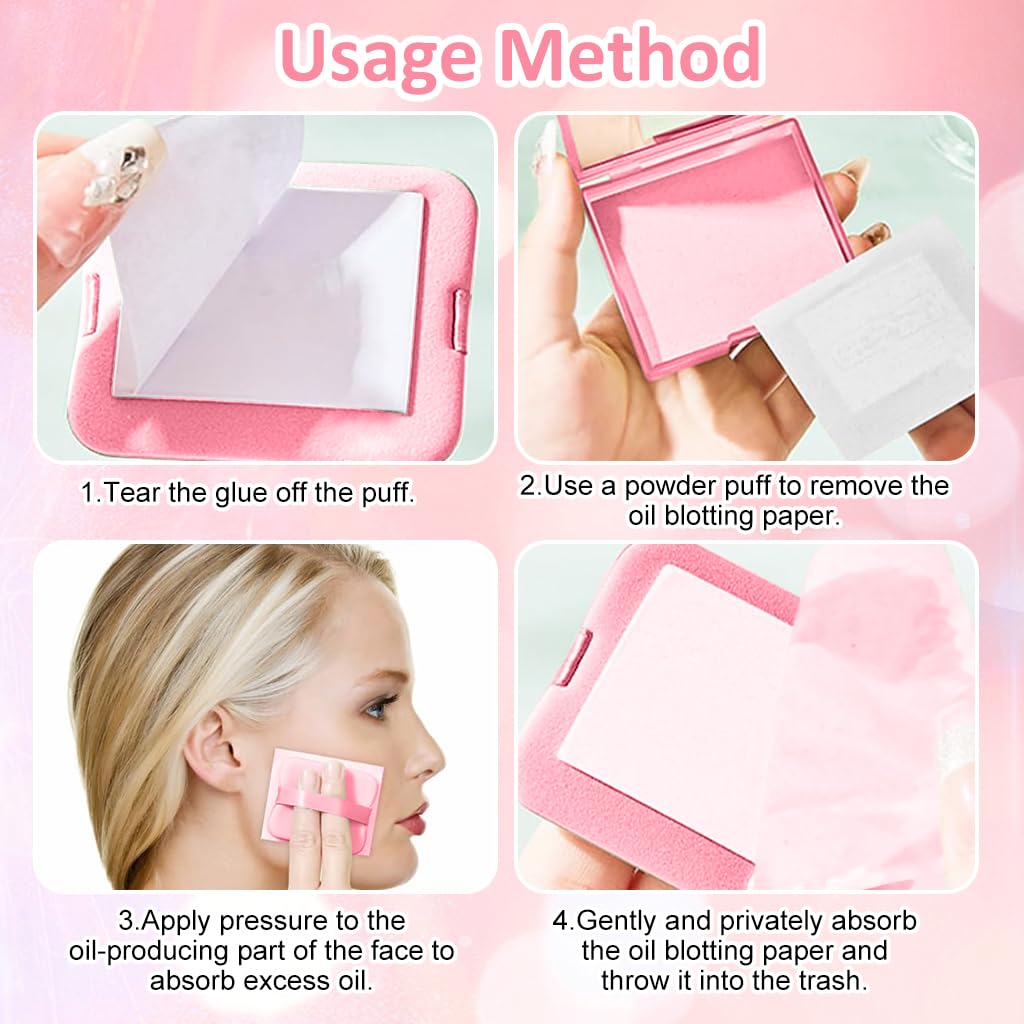 MAYCREATE 200Pcs Blotting Paper for Oily Face, Oil Absorbing Sheets for Face, Natural Rose Oil Absorbing Paper for Face, Travel Compact Face Wipes for Oily Skin, with Mirror & Puff for Men Women MAYCREATE 200Pcs Blotting Paper for Oily Face, Oil Absorbing Sheets for Face, Natural Rose Oil Absorbing Paper for Face, Travel Compact Face Wipes for Oily Skin, with Mirror & Puff for Men Women